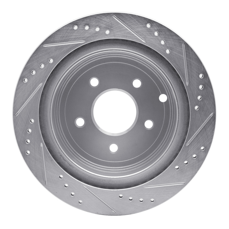Infiniti FX45 Brake Rotor (1) - Rear Left - R1 Concepts - Drilled & Slotted - Silver - `03-`24